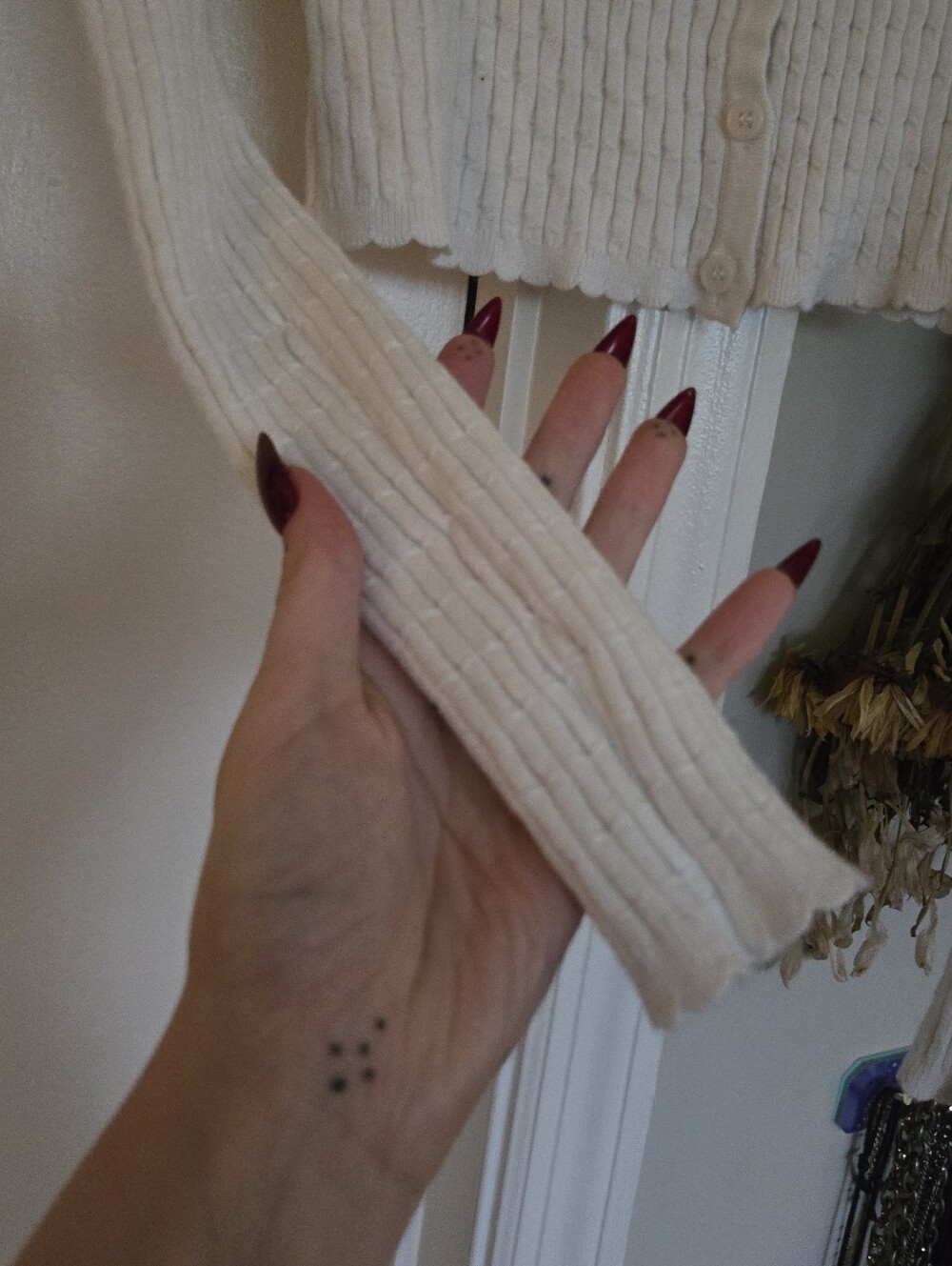 Willow & Wind Ribbed Knit Long Sleeve Scoop Neck White Cardigan Sweater Md - Picture 6 of 7